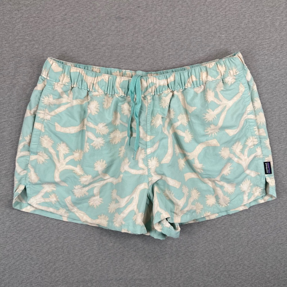 Patagonia Women's Light Aqua Teal Floral Athletic Shorts
